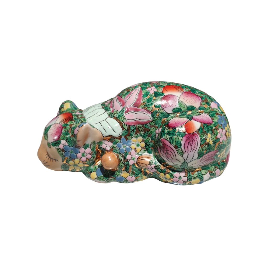 [CLOSEOUT208] FLOWER PATTERN DECOR CAT GREEN Uniware B2B Wholesale Site