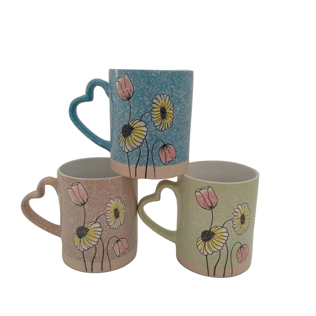 [6936] 16 oz New Bone China w. Heart Shape Handle (36 pc/ctn) Uniware