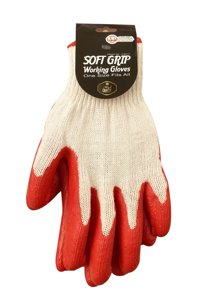 [C3013] 60g Red Latex Palm Coated Gloves with HangTag (120 Pair/ctn