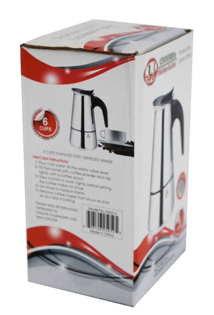 6 Cups Stainless Steel Espresso Coffee Pot (12 pc/ctn)