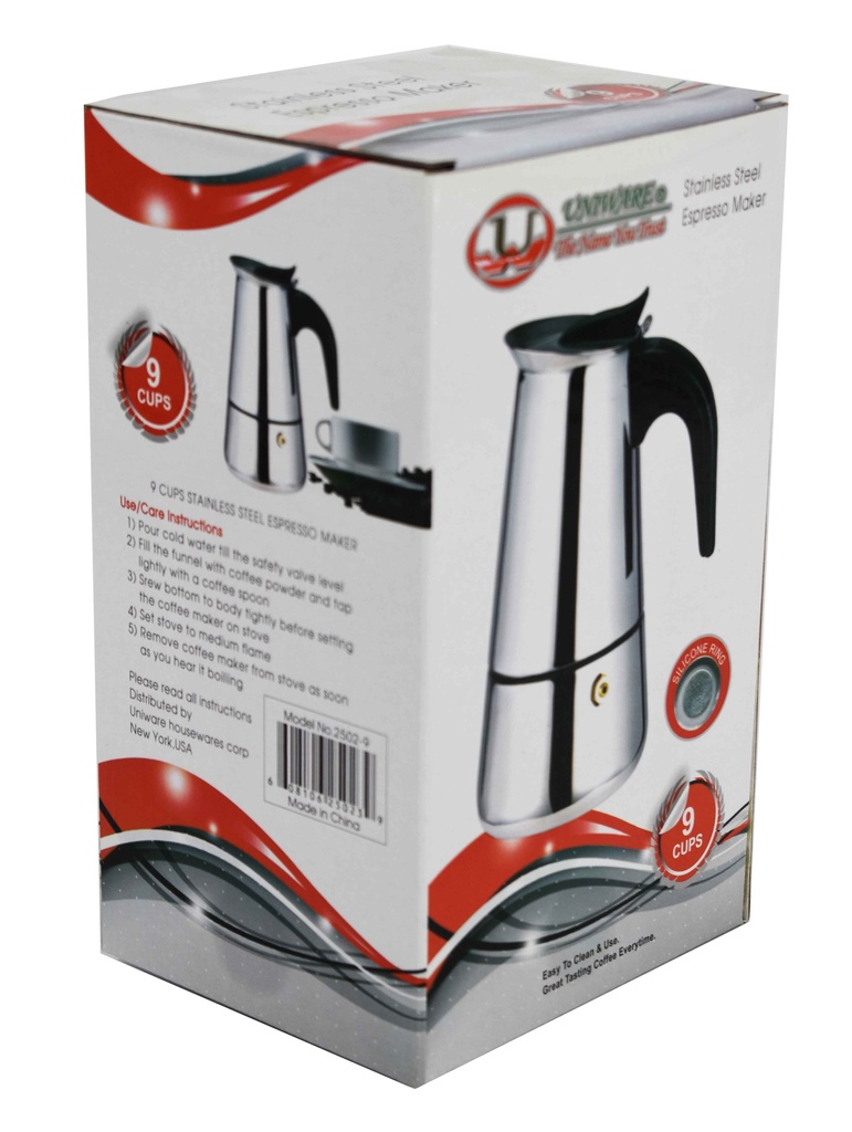 9 Cups Stainless Steel Espresso Maker (12 pcs/ctn)