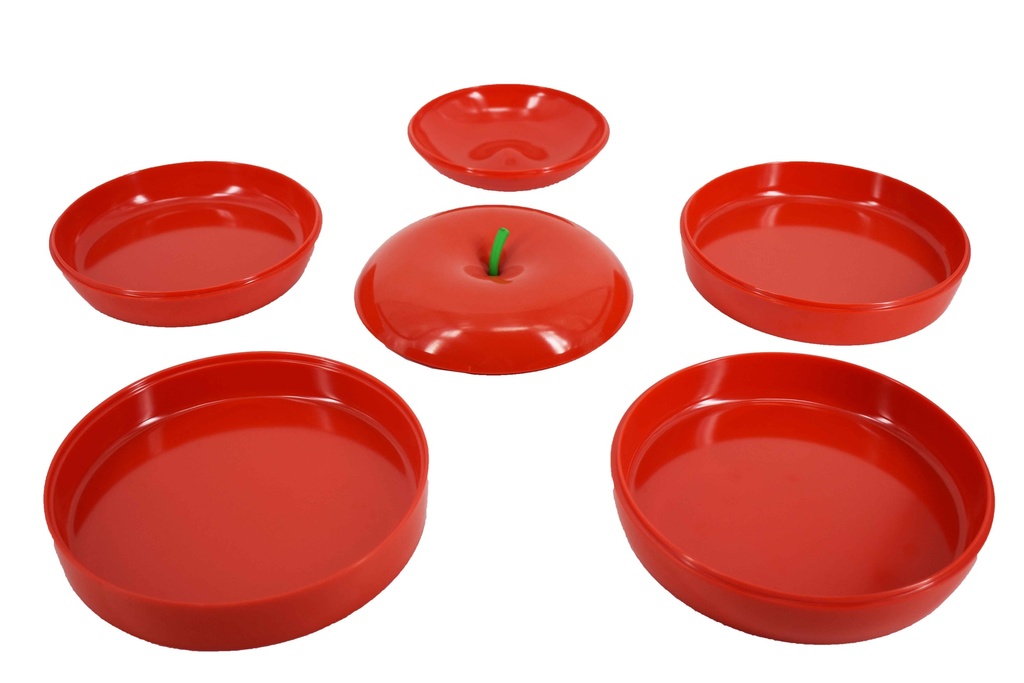 6 pc Stackable Melamine Apple Shape Plates (6 pcs/ctn)