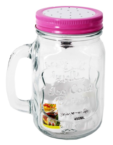 [GL1902] 15oz Glass Mason Jar, Mixed Colors (24 pcs/ctn)