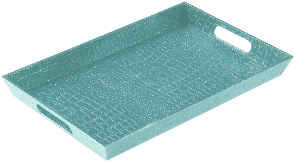 15&quot;x9.8&quot;x1&quot; Leather Design Serving Tray, Mixed Color (24 pcs/ctn)