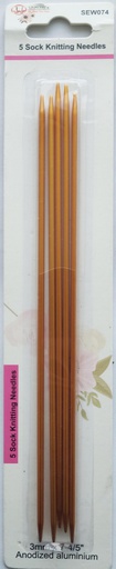 [SEW074] 5 pc Sock Knitting Needle Set, Mixed Colors (288 pcs/ctn)