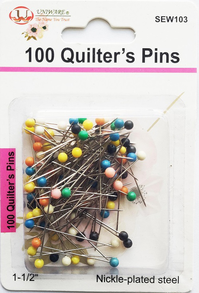 100 pc Pearled Quilt Pin Set, Mixed Colors (288 pcs/ctn)