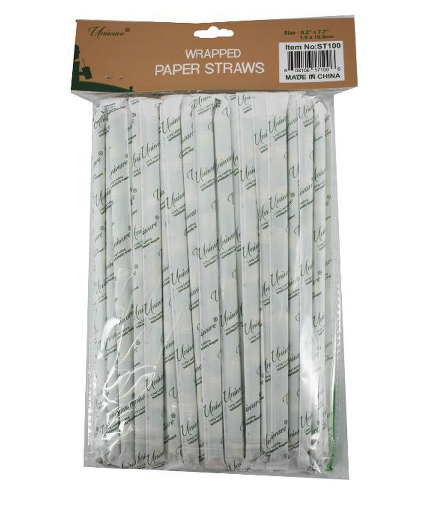 100 pc Wrapped Paper Straws Pack (50 pcs/ctn)