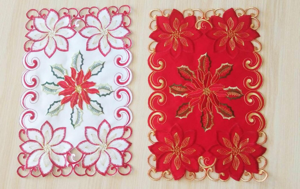 12&quot;x18&quot; Flower Table Cloth, Red/White(1000 pc/ctn)