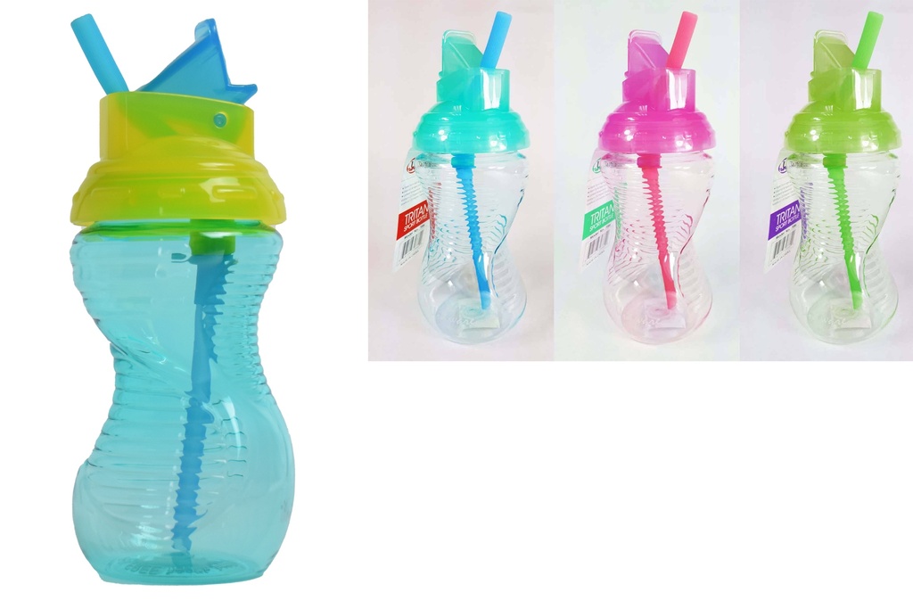 12oz BPA Free Tritan Bottle w Straw, Mix Colors (24 pcs/ctn)