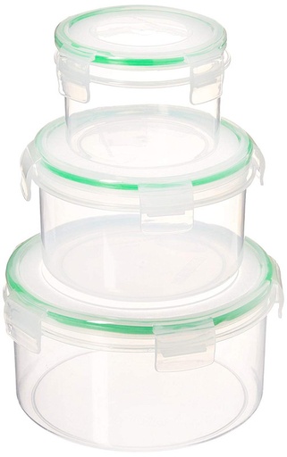[7508] 3 pc Round Food Container w Silicone Ring,300ml/680ml/1200ml (20 sets/ctn)