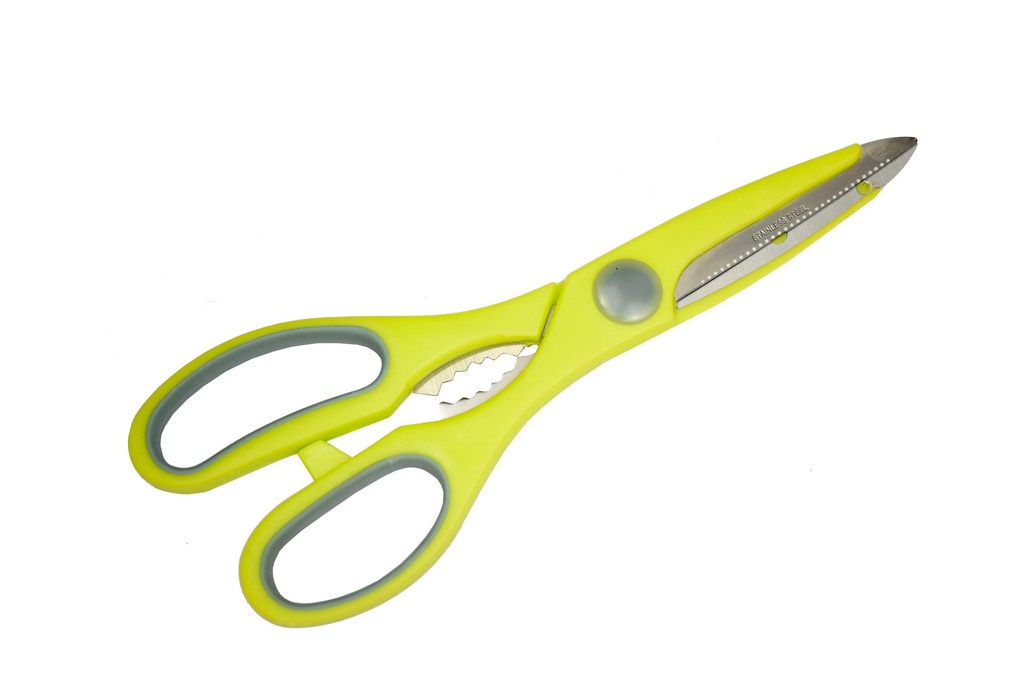 3" Blade Mixed Color Kitchen Scissors w. Nutcracker (48 pcs/ctn)