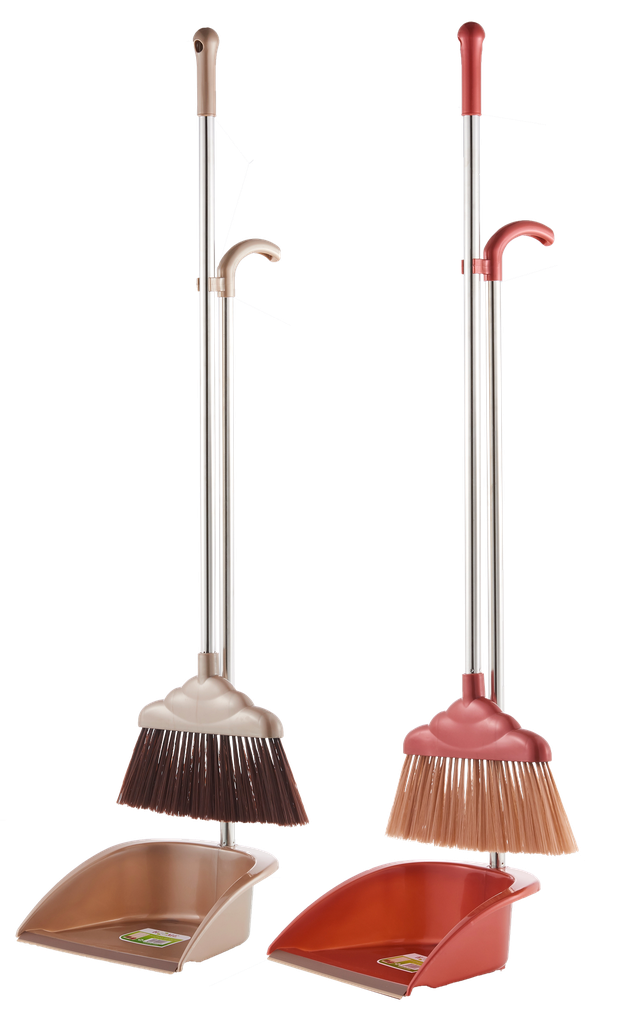 Indoor Broom and Dust Pan Set, Mixed Colors (12 pcs/ctn)