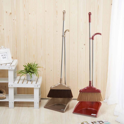 [C21-10445] Indoor Broom and Dust Pan Set, Mixed Colors (12 pcs/ctn)