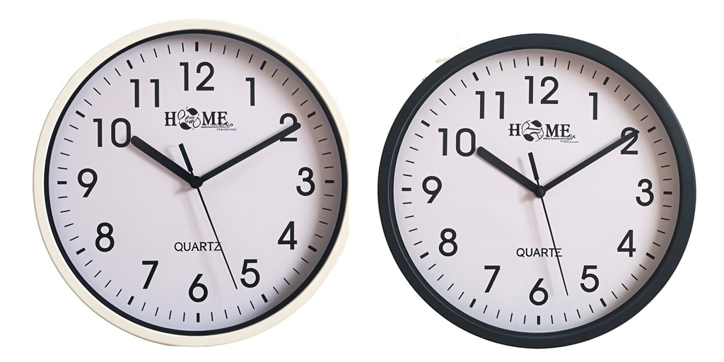 9.8" Black/White Round Plastic Clock (6 pcs/ctn)