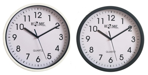 [CL302] 9.8" Black/White Round Plastic Clock (6 pcs/ctn)