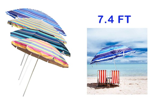 [UL1502] 7.4FT( 225cm) Beach Umbrella ,210D Polyester (6 pc/ctn)