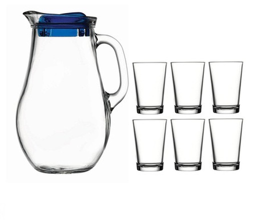 [GP97346] Bistro 2.3QT(2200ml) Glass Jug with 6 Tumblers (3 sets/ctn)