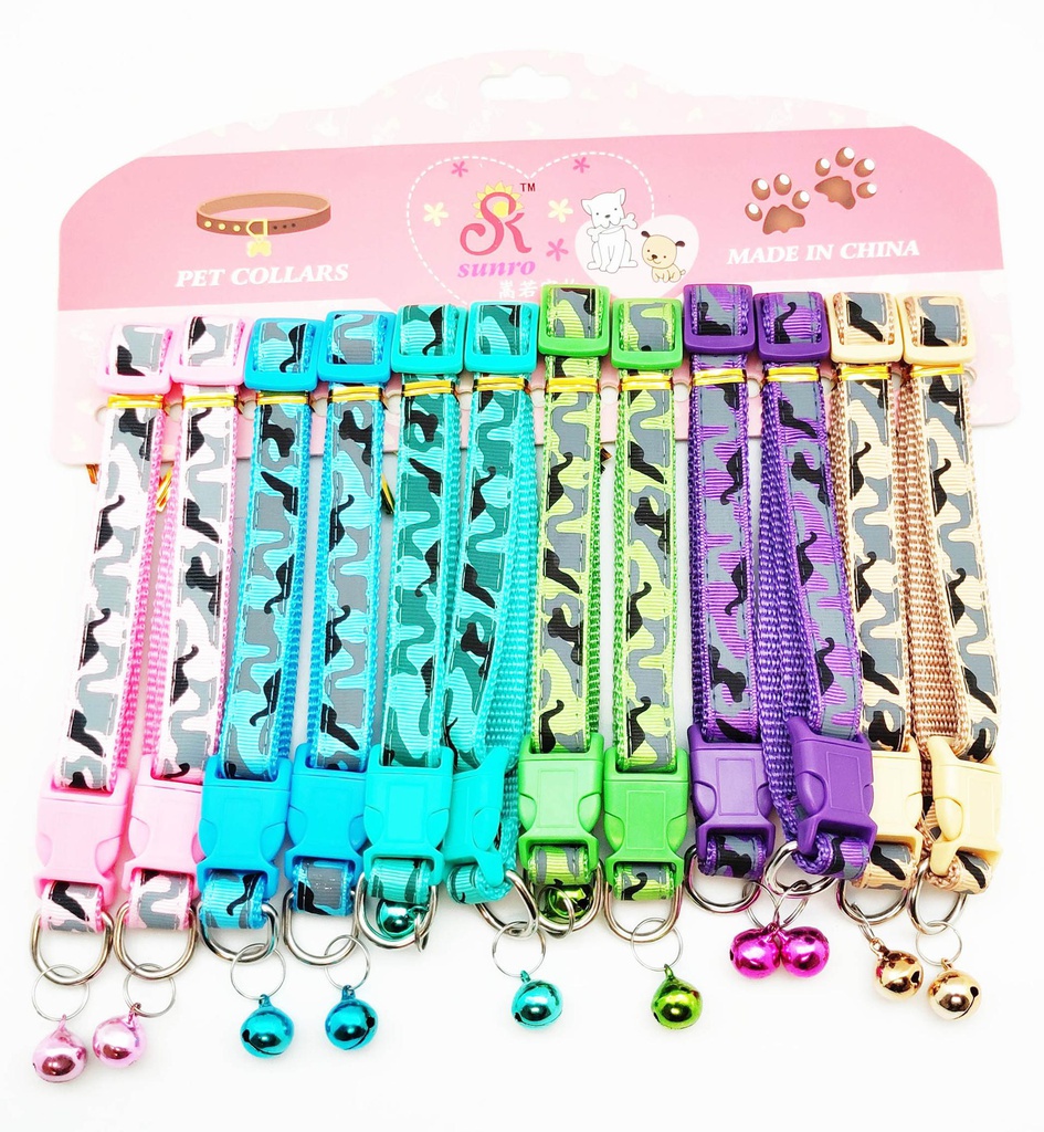 1 Bag(12 pc) Pet Collar Set, Mixed Color (48 bag/ctn)