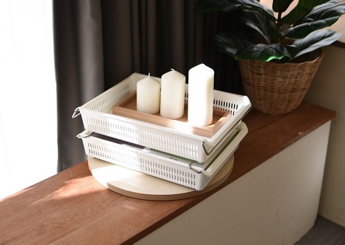 [P80020] 25x35x7cm Stackable Basket with Handle (12 pcs/ctn)