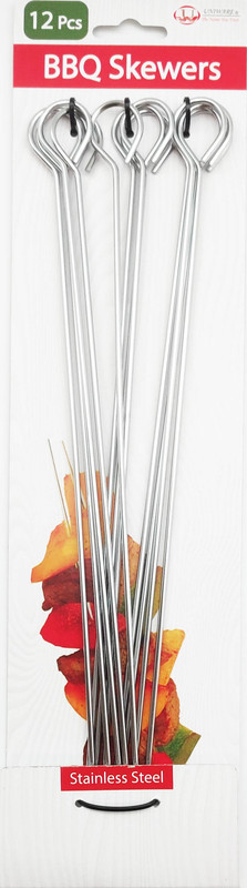 12 pc Stainless Steel BBQ Skewers (48 sets/ctn)