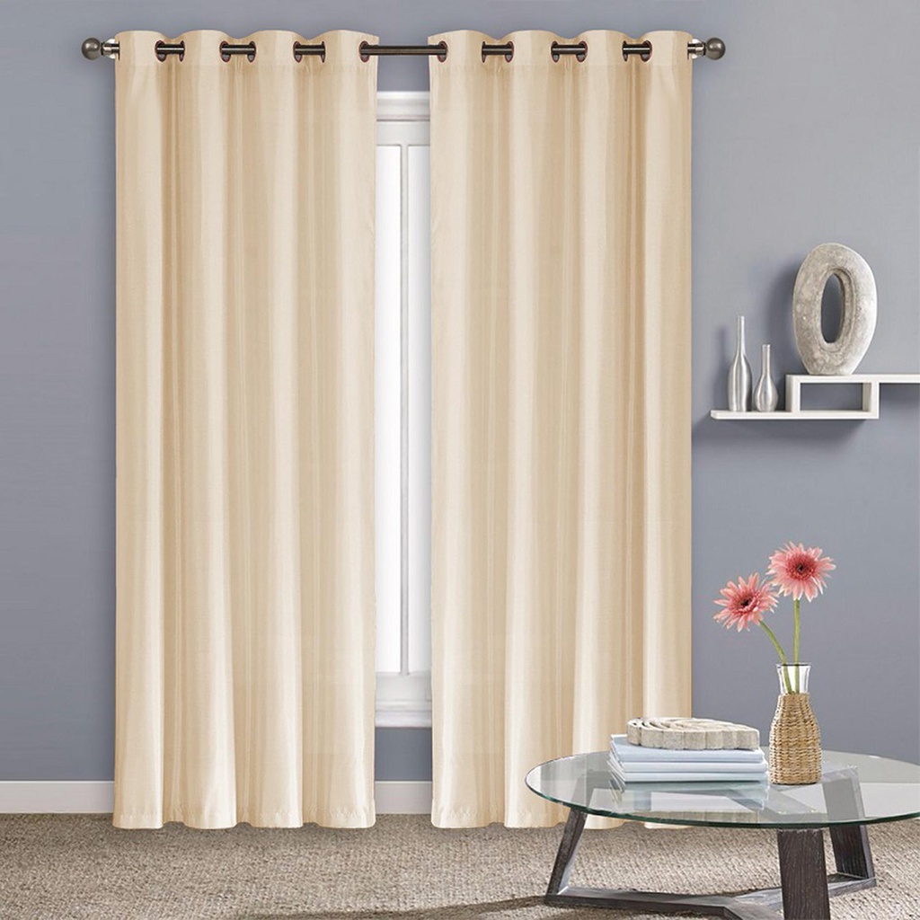 54"x84" Madison Faux Silk 70% Blackout Grommet  Beige Window Curtain (12 pcs/ctn)