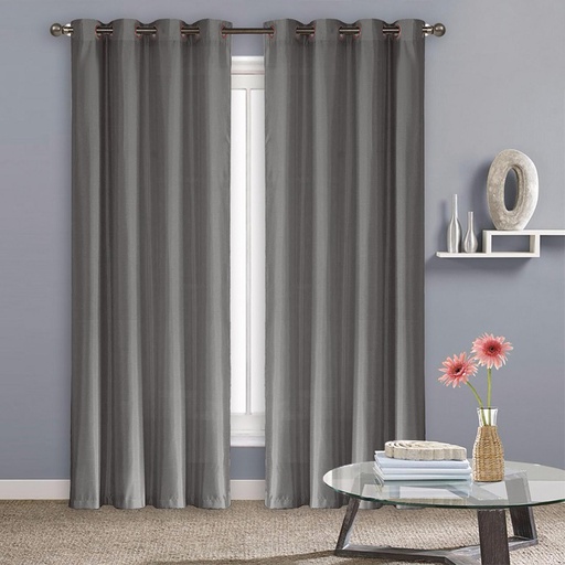 [WC51000BK] 54"x84" Madison Faux Silk 70% Blackout Grommet  Black Window Curtain (12 pcs/ctn)
