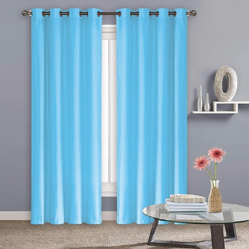 [WC51000BL] 54"x84" Madison Faux Silk 70% Blackout Grommet  Light Blue Window Curtain (12 pcs/ctn)