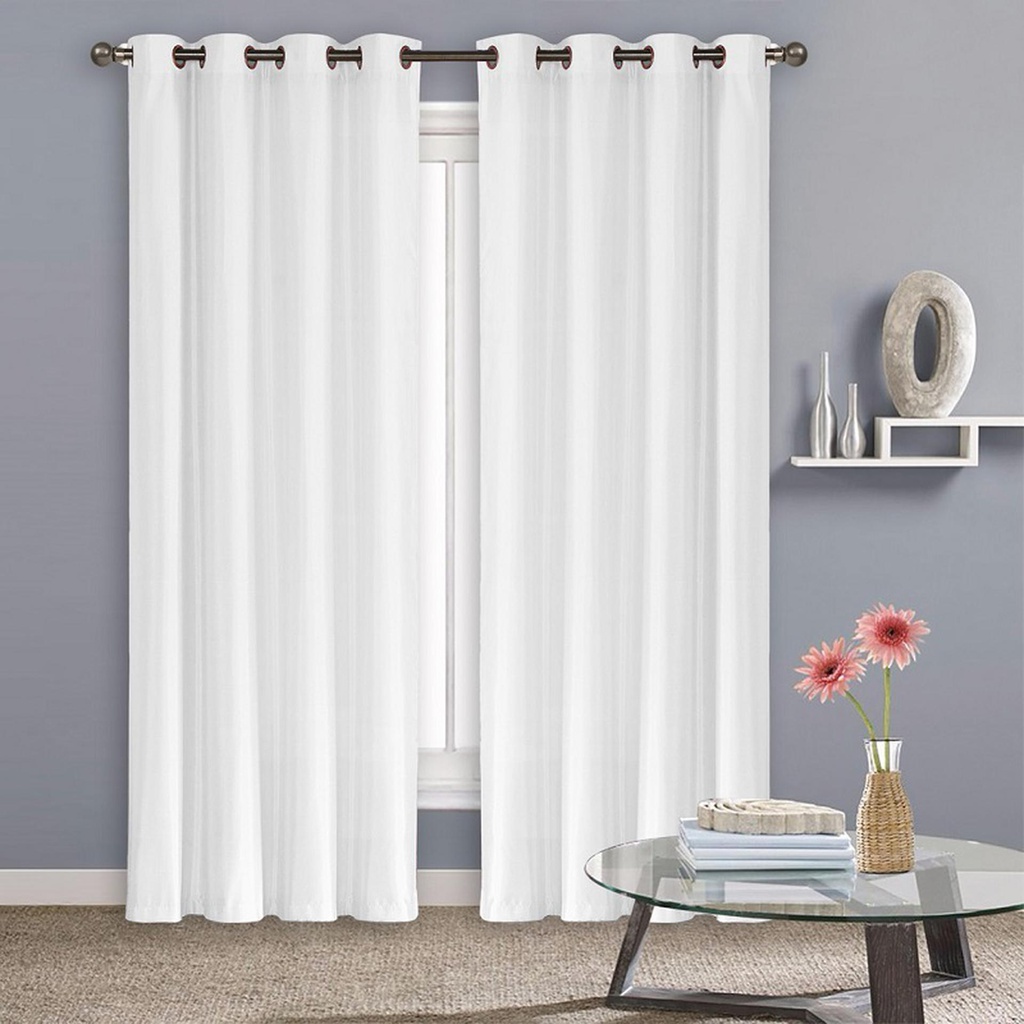 54"x84" Madison Faux Silk 70% Blackout Grommet  White Window Curtain (12 pcs/ctn)