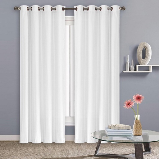 [WC51000WH] 54"x84" Madison Faux Silk 70% Blackout Grommet  White Window Curtain (12 pcs/ctn)