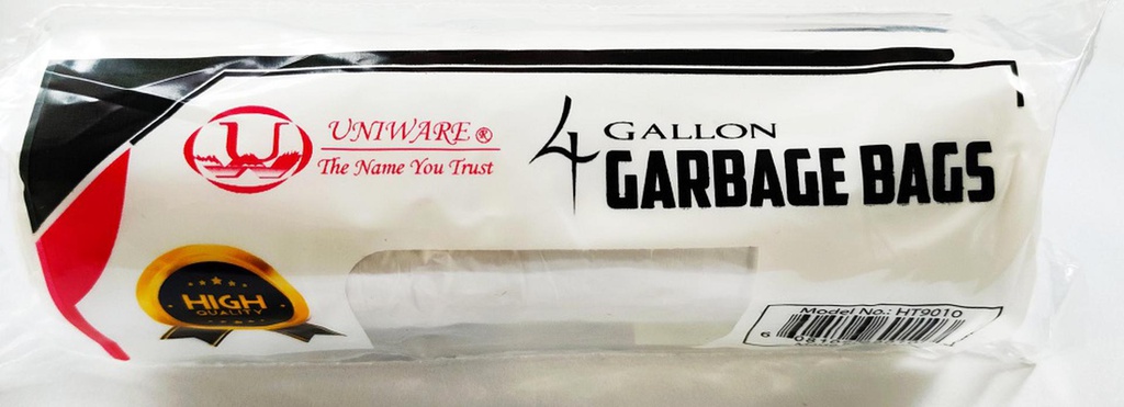 25 pc 4 Gallon Garbage Bags, White (60 roll/ctn)