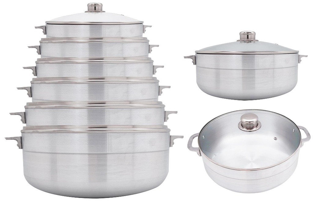 12 pc Aluminum Caldero Set with Glass Lids (1 set/ctn)