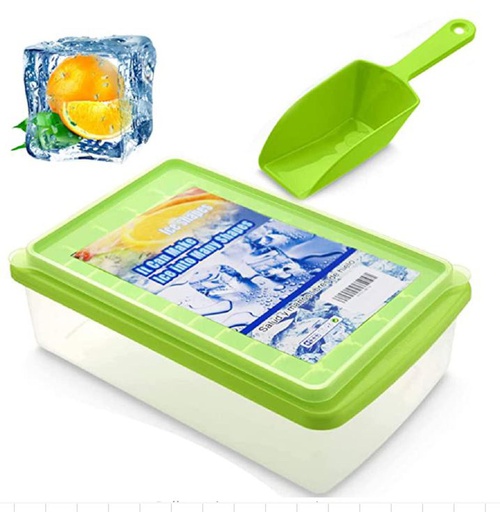 [X002TJHGH1] Plastic Green Ice Cube Tray with Bin and Scoop (15 pc/ctn)