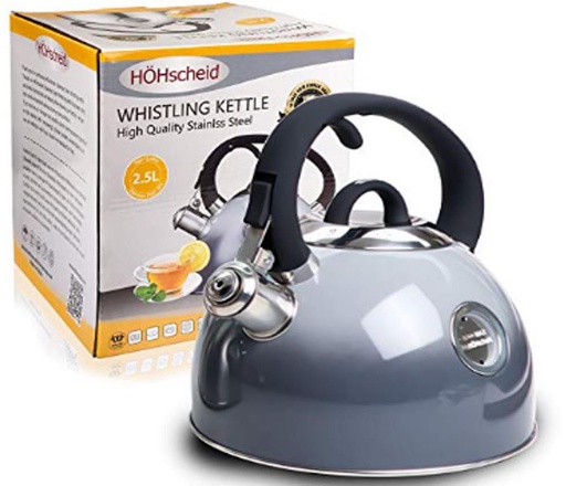 [X002R3UOV9] 2.5LT Stainless Steel Whistling Kettle, SS304,Grey (4 pc/ctn