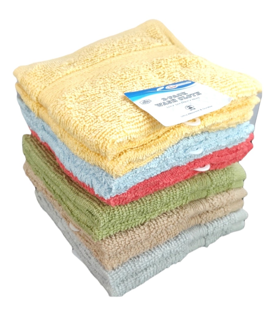 2 pc 12x12" 375 GSM Wash Cloth Set, 100% Cotton, 375 gsm (72 set/ctn)