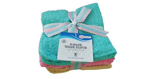 [BT8103] 6 pc 11x11" Wash Cloth Set, 60% Cotton (72 set/ctn)