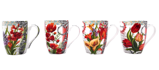 [6903] 11oz Flower Design Newbone China Mug (48 pcs/ctn)