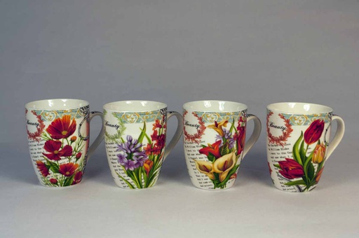 [6903] 11oz Flower Design Newbone China Mug (48 pcs/ctn)