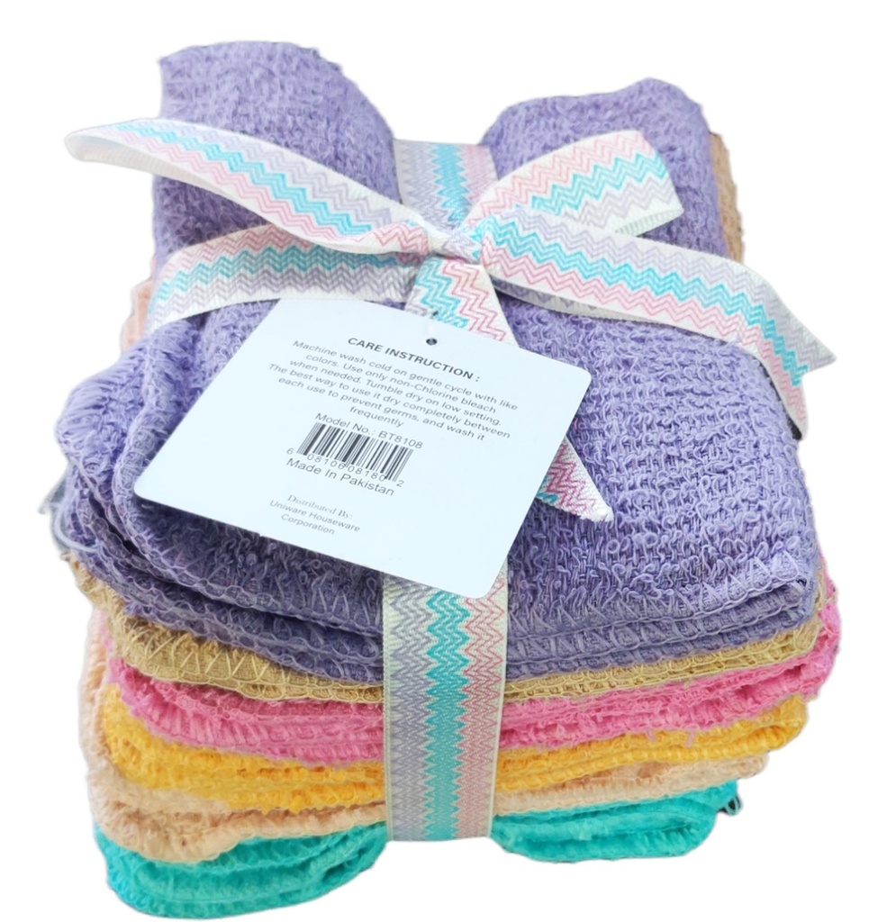 12 pc 11 x 11" Wash Cloth Set, 60% Cotton (36 set/ctn)