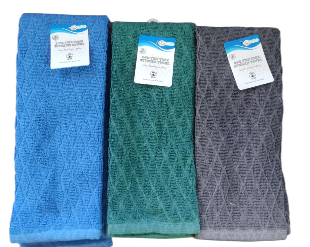 2 pc 16x27" Kitchen Towel Set, 100% Cotton, 410 gsm (48 set/ctn)