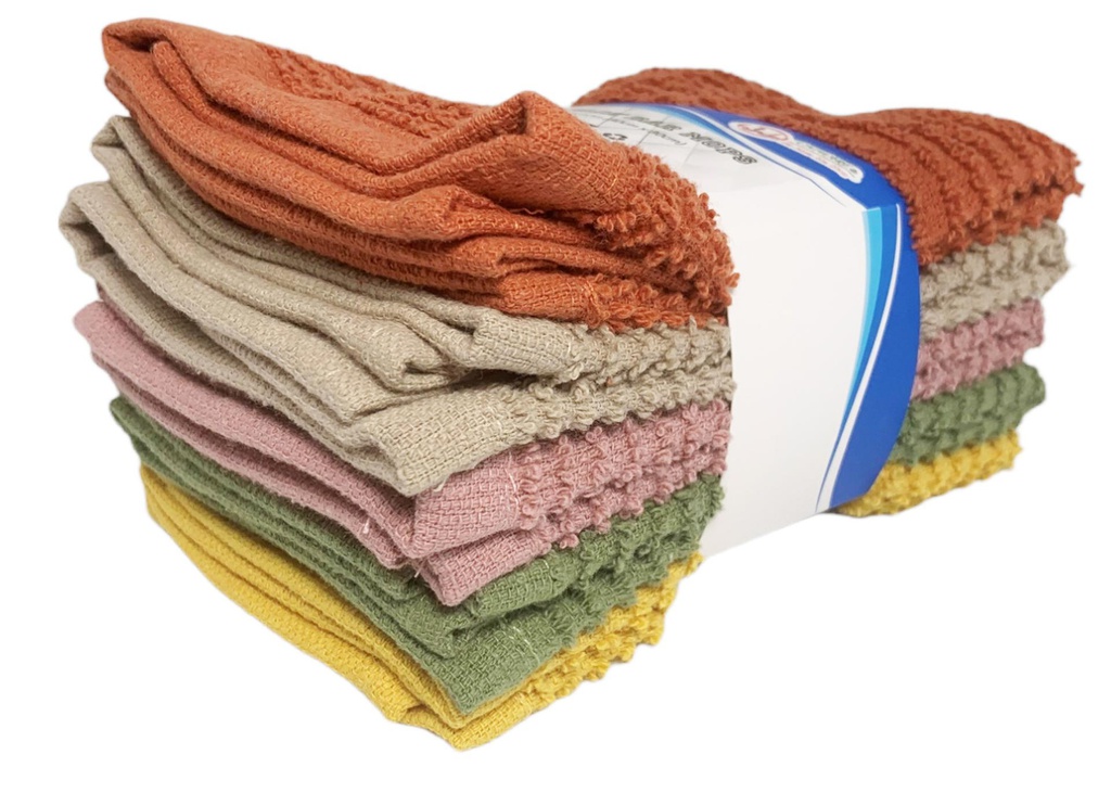 5 pc 12x12" Barmop Set,100%Cotton, Assorted Color, 320 gsm(48 set/ctn)