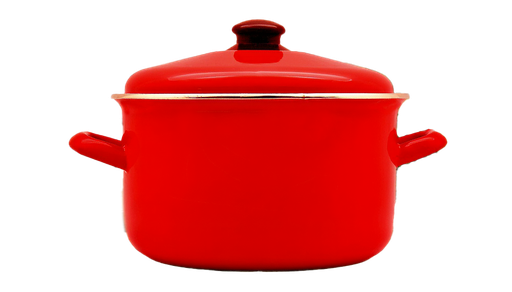 [5016-20] Red Deep Enamel Stock Pot with Lid 3.2L (6 pc/ctn)