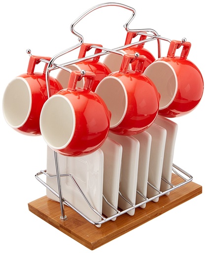 [6911] 12 pc Cup and Saucer Set with Holder (6 sets/ctn)