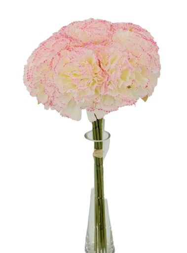 [FL7000-WP] 9 pc Carnation Bouquet Set, White & Pink (24 set/ctn)
