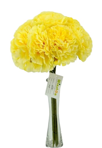 [FL7000-YL] 9 pc Carnation Bouquet Set, Yellow (24 set/ctn)