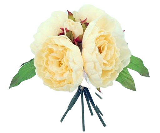 [FL6022-BG] 7 head Peony Bouquet Set w. Leaves, 23 cm (24 set/ctn)