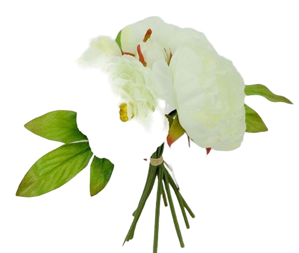 7 head Peony Bouquet Set w. Leaves, 23 cm (24 set/ctn)