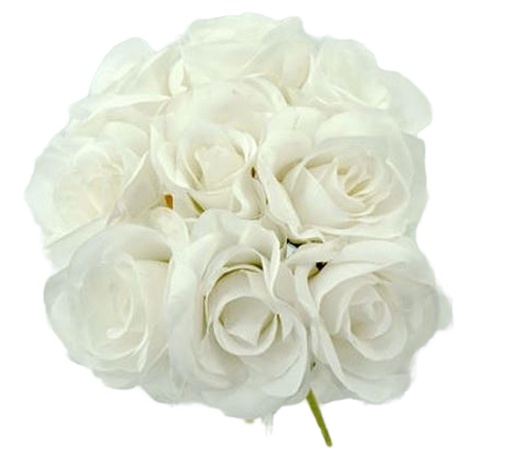 [FL6666-WH] 9 pc Rose Bouquet Set, White (24 set/ctn)