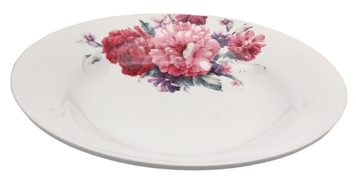 [CCK201-100] 10" Porcelain Soup Plate, Pink Flower (24 pc/ctn)