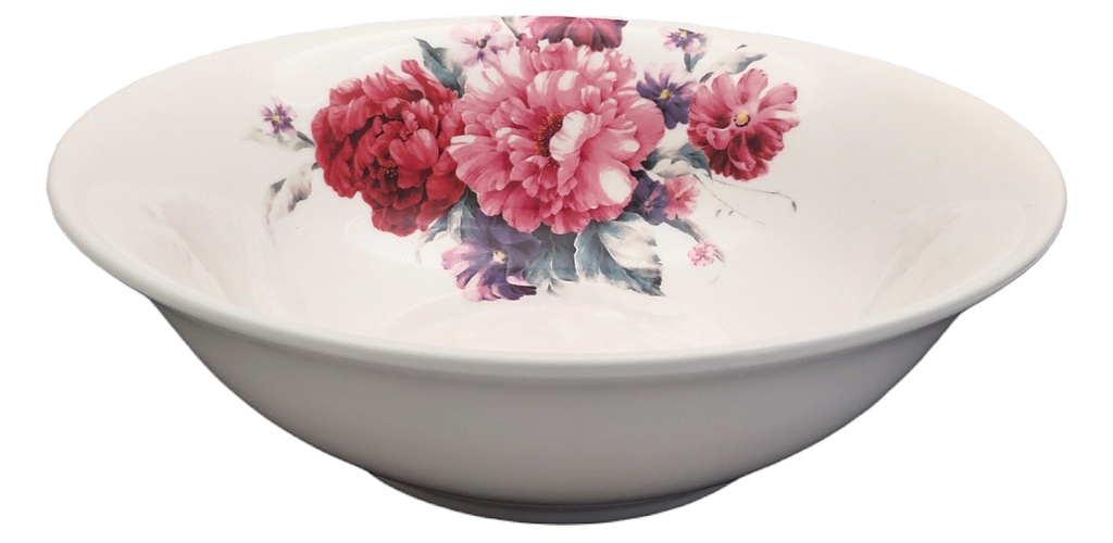 10&quot; Porcelain Shallow Bowl, Pink Flower (24 pc/ctn)