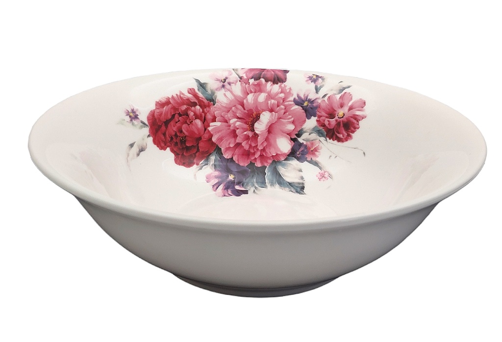 8" Porcelain Shallow Bowl, Pink Flower (24 pc/ctn)